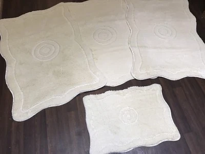 ROMANY LAVABLE VIAJERO 4 ALFOMBRILLAS ANTIDESLIZANTES GRAN DISEÑO SÚPER GRUESAS TALLADAS EN CREMA