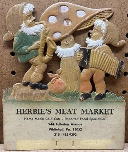 Vintage deutscher gestanzter geprägter Kalender Top Herbie's Meat Market Whitehall Pa - Bild 1 von 4