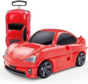 RED TOYOTA SUPRA CAR KIDS PULL ALONG CASE TRAVEL SUITCASE WHEELS TROLLEY CABIN - Picture 1 of 2