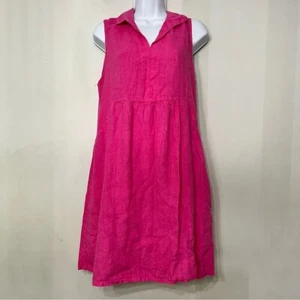 Terzo Millennio Dress 100% Linen XL Pink Summer Beach Coastal Sleeveless Italy - Picture 1 of 7