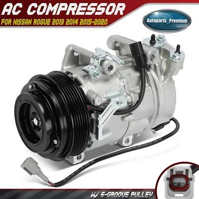 Compresor de aire acondicionado con polea de 6 ranuras y estilo 6SBH14C para Nissan Rogue 2013-2020 Foto 1 de 4