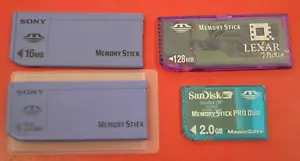 Sony Memory Stick 16MB & 32MB/Lexar 128MB/Sandisk Pro Duo 2GB - Picture 1 of 2