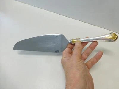 Servidor de pasteles LUNT Regency Shell oro plata esterlina 10 1/2" vintage Foto 1 de 4