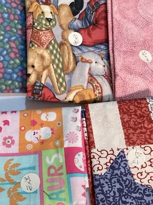 Lot of 5 Fabric Scraps Hodge Podge Willy Nilly Left Overs Stuffed Animals Dinos - Image 1 of 4