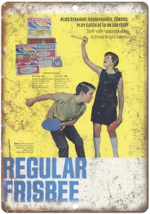 Letrero de metal reproducción anuncio revista vintage disco volador regular 12"x9" ZD05 - Imagen 1 de 1