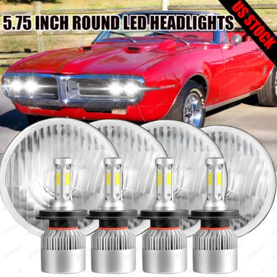 Faróis de LED 4x 5,75" polegadas HI/LO branco DRL para Pontiac GTO Firebird 1964-1972 - Imagem 1 de 4