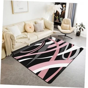 Pink Black Grey White Living Room Rugs for Girls Kids Area 5' x 6'6" Multi 17 - Picture 1 of 8