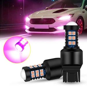 2Pcs 7443 580 T20 W21/5W Pink Purple LED Car Daytime Running Light Bulbs DRL 12V - Picture 1 of 10