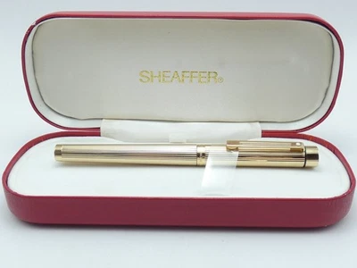 Vintage Sheaffer Targa 1005 Gold Fluted Fountain Pen, GT, M 14K Nib, Box **MINT* - Image 1 of 4