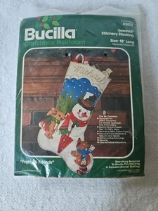 Bucilla Felt Sequined CHRISTMAS STOCKING KIT Santa “Frosty & Friends” 82072 NOS - Picture 1 of 5