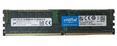 Lot of 4 X Micron  MTA36ASF4G72PZ-2G1B1 32GB 2RX4 DDR4-2133 ECC RDIMM Memory - Image 1 of 3