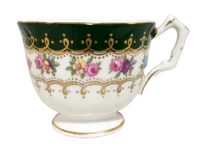Aynsley England Fine Bone China 2466 Grün Gold Floral Fuß Demitasse Teetasse - Bild 1 von 7