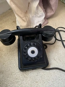 vintage antique black bakelite dial telephone phone 1950s - Picture 1 of 5