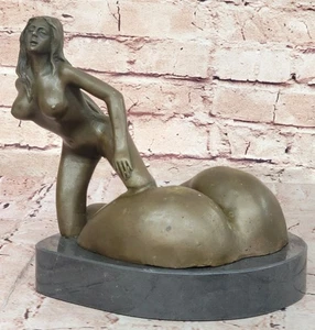 Escultura de bronce de mujer sexy joven desnuda grande firmada original arte erótico decoración - Imagen 1 de 10