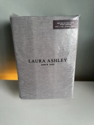 Laura Ashley Abbott Steel Large Eyelet Fully Lined Chenille Curtains - Image 1 of 4