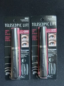 L'Oreal~ Lot Of 2~Telescopic Lift Length, Lift & Volume~#990 Blackest Black~0.33 - Picture 1 of 2