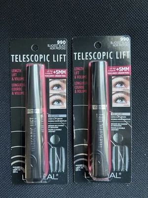 L'Oreal~ Lot Of 2~Telescopic Lift Length, Lift & Volume~#990 Blackest Black~0.33 - Image 1 of 2