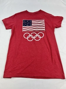 Team USA Olympic T-Shirt Red Size S Women’s Patriotic Flag Rings Logo Tee - Picture 1 of 5