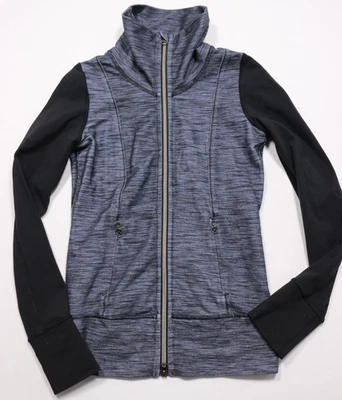 Chaqueta de Yoga Lululemon Daily 2 Polar Haze Azul Negro Cremallera Completa Foto 1 de 4