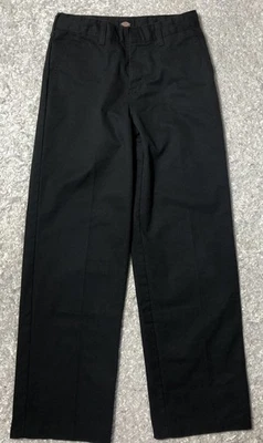 Boys Dickies Uniform Pant Sz 10 Black Flat Front Adjustable Waist - Image 1 of 3