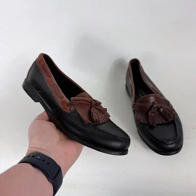 Женские мокасины Sebago с кисточками 7,5 черные коричневые кожаные двухцветные туфли-слипоны - Изображение 1 из 4