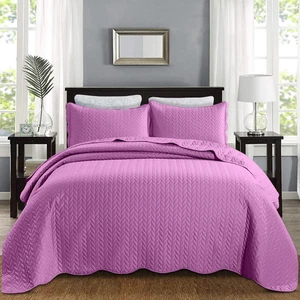 Quilt Bedding Set All Seasons Embossed Bedspread Soft Microfiber Coverlet Set - Picture 1 of 120