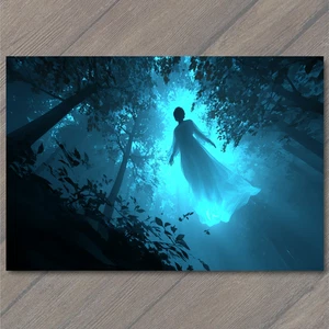 Impresión artística espíritu flotante niña brillante bosque niebla fantasmal azul inquietante Paranor - Imagen 1 de 1