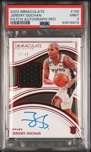 2022 Immaculate Collection Jeremy Sochan Patch Autograph Red 29/49 #130 PSA 9 - Picture 1 of 2