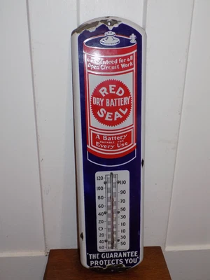 Vintage Red Seal Dry Battery Porcelain Thermometer - Image 1 of 4