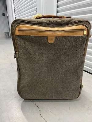 Vintage Hartmann Tweed Rolling Luggage Suitcase Leather Trim Large 27 X 21 X 12 - Image 1 of 4