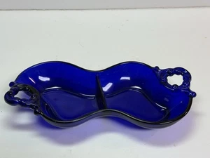 Cobalt Blue Glass Divided Relish Tray - Picture 1 of 6