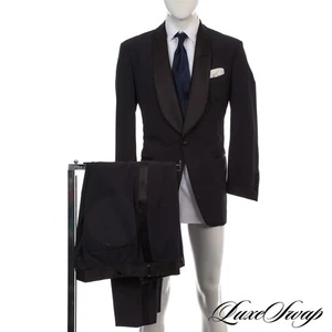#1 MENSWEAR LNWOT Tom Ford Atticus Midnight Black Satin Shawl Clr Tuxedo Suit 54 - Picture 1 of 12