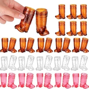 10Pcs Transparent Mini Cowboy Boot Glasses 1 Oz Shot Glasses Bachelorette Party - Picture 1 of 12