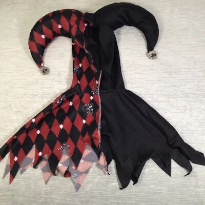 Sinister Jester Costume Hat Only Boys Size 8-10 Red & Black, Fast Ship! Skulls - Image 1 of 4