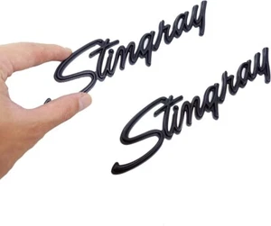 2X Stingray Emblems Front Fender Trim Part Badge for 1969-1973 Corvette C3 Black - Picture 1 of 4