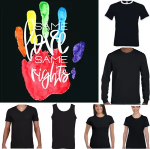 LGBT T-SHIRT Mens Same Love Gay Pride Lesbian Neon Rainbow Colours Top Tee - Picture 1 of 8