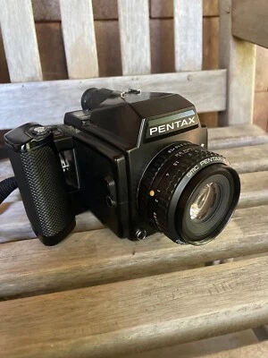 Pentax 645 Medium Format Film Camera Body  w/120 film holder, body cap and strap - Image 1 of 4