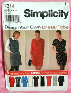 Uncut Simplicity Sz 8-12 Design Your Own Straight Knee Length Dress Pattern 7314 - Picture 1 of 2