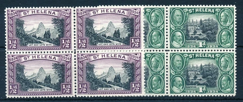 ST HELENA 1934 CENTENARY SG114/115 BLOCKS OF 4 MNH Cover