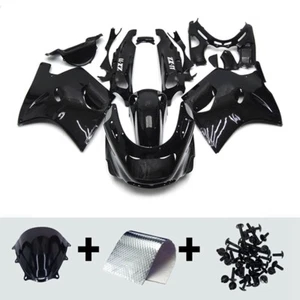 Black Fairing Kit for Kawasaki 1993 - 2003 ZZR1100 Ninja ZX11 95 98 01 Bodywork - Picture 1 of 11
