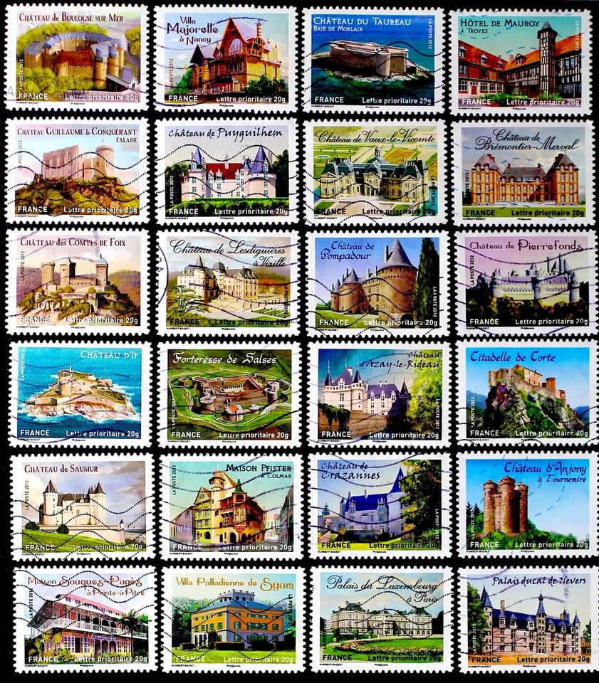 FRANCE 2012 CHATEAUX ET DEMEURES HISTORIC HOMES & CASTLES SET OF 24 USED (D444Y) - Image 1 of 1