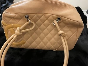 Chanel Calf Skin Leather Cambon Quilted Tote Beige - Picture 1 of 16