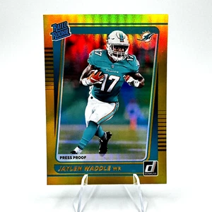 2021 Panini Donruss Jaylen Waddle GOLD Rated Rookie Card RC Miami Dolphins #263 - Picture 1 of 2