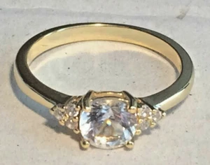 Anillo de zafiro blanco piedras preciosas naturales plata de ley maciza S925 talla 6-10 EE. UU. - Imagen 1 de 6