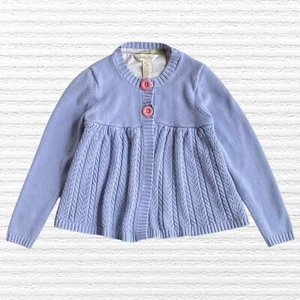 Matilda Jane Girls Cardigan Sweater Blue Knit Front & Sleeves Floral Back Size 4 - Picture 1 of 11