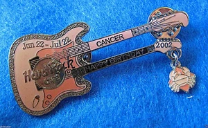 TOKYO BIRTHDAY ZODIAC CANCER CRAB PENDANT DOUBLE GUITAR Hard Rock Cafe PIN - Picture 1 of 1