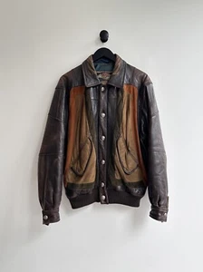 Vintage Umberto Bilancioni Brown Leather Jacket Size M Mens - Picture 1 of 12