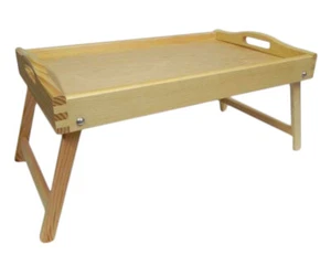 BettTablett aus Holz mit klappbaren Beinen für Frühstück im Bett 50x30x22cm Roh - Bild 1 von 4