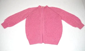 Sweater VTG 60s Modern Millie Hand Knit Rose Loose Knit No Button Cardigan S/M - Picture 1 of 6