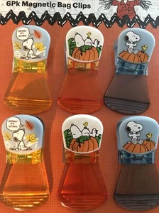 PEANUTS~Snoopy 6 Pack~AUTUMN/FALL~Magnetic Clips~3 Designs~NEW~FAST FREE SHIP. - Picture 1 of 3